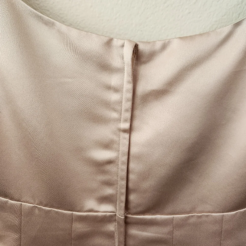 BCBGMaxazria Womens Satin Dress Formal Tulle Fit & Flare‎ Champagne Gold Size 4